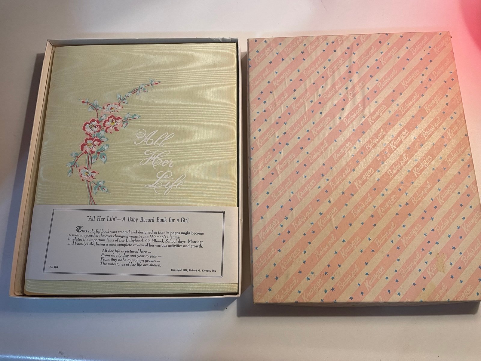 Vintage “All Her Life” Baby Record Book For Girl 1961 By Richard G Krueger W/Box
