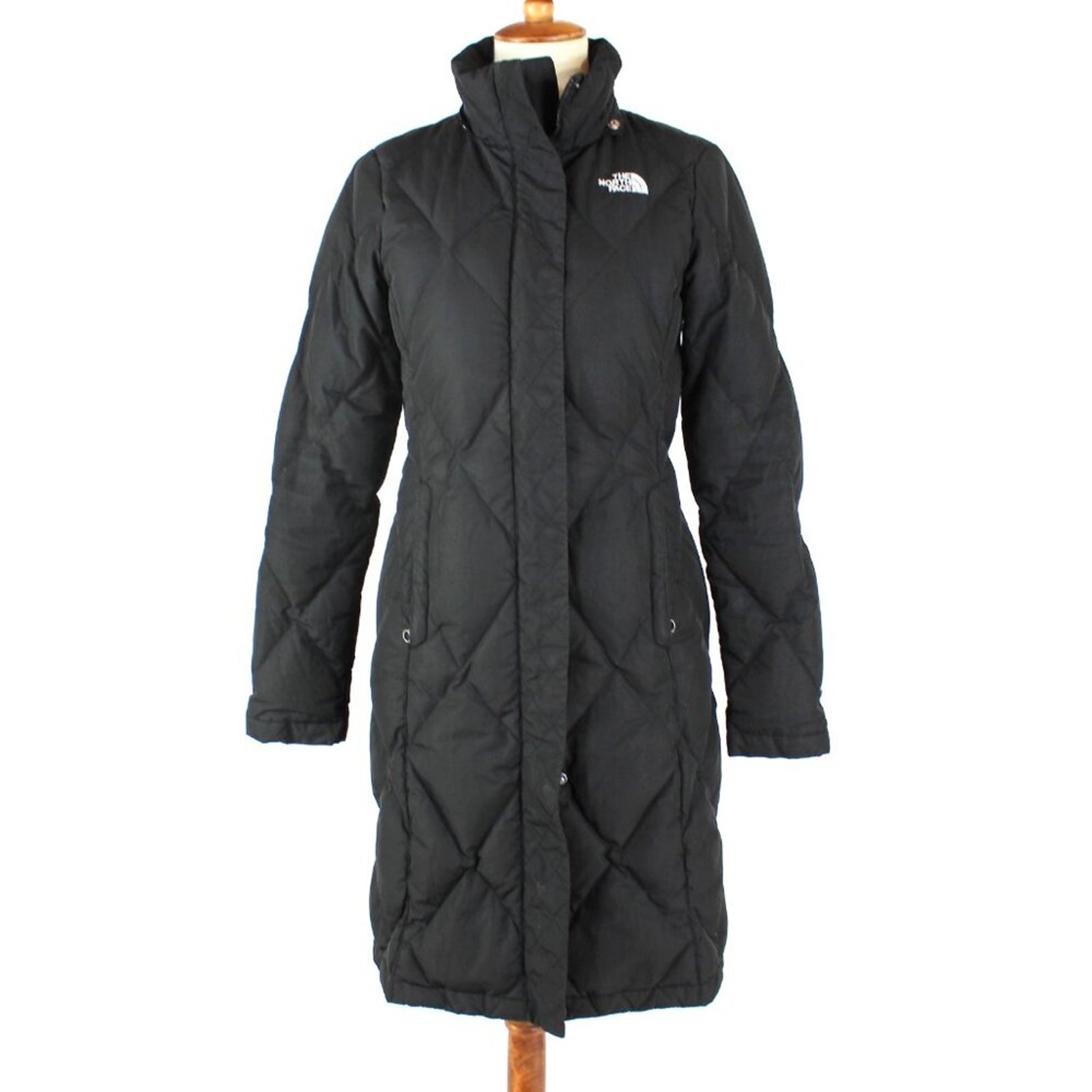 The North Face Black Puffer Coat 550 Insulated Goose Down Long Quilted Size XS