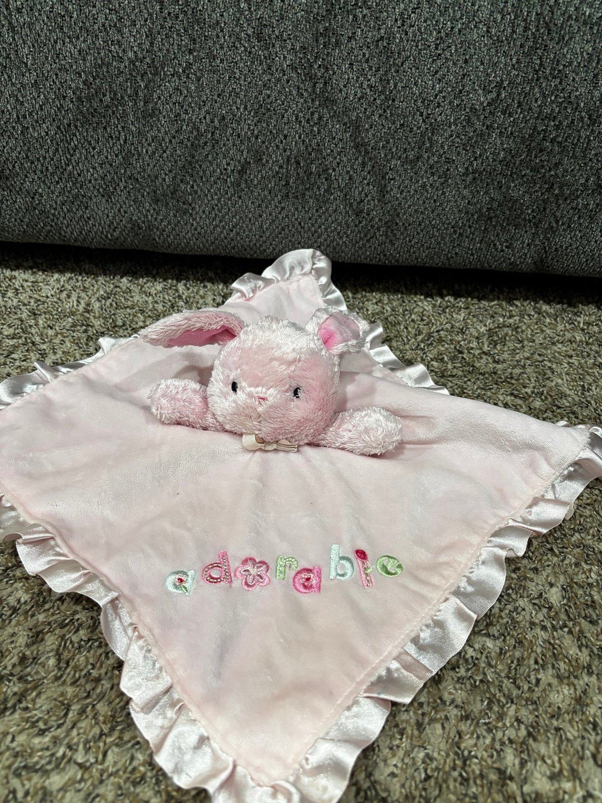 Child Of Mine By Carters Pink Plush Bunny With Blanket Head Rattles