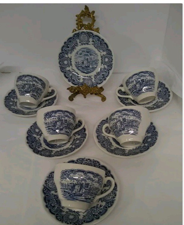 Historical Ports England Port of Hull 5 Tea Cups & 6 Saucers (6