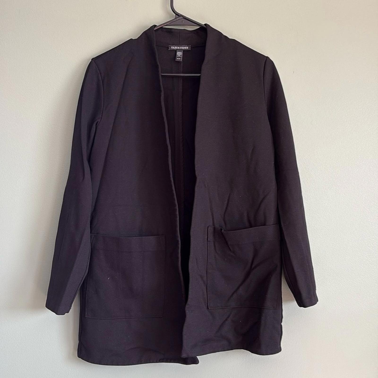 Eileen Fisher Washable Flex Ponte High Collar Jacket Black size XS