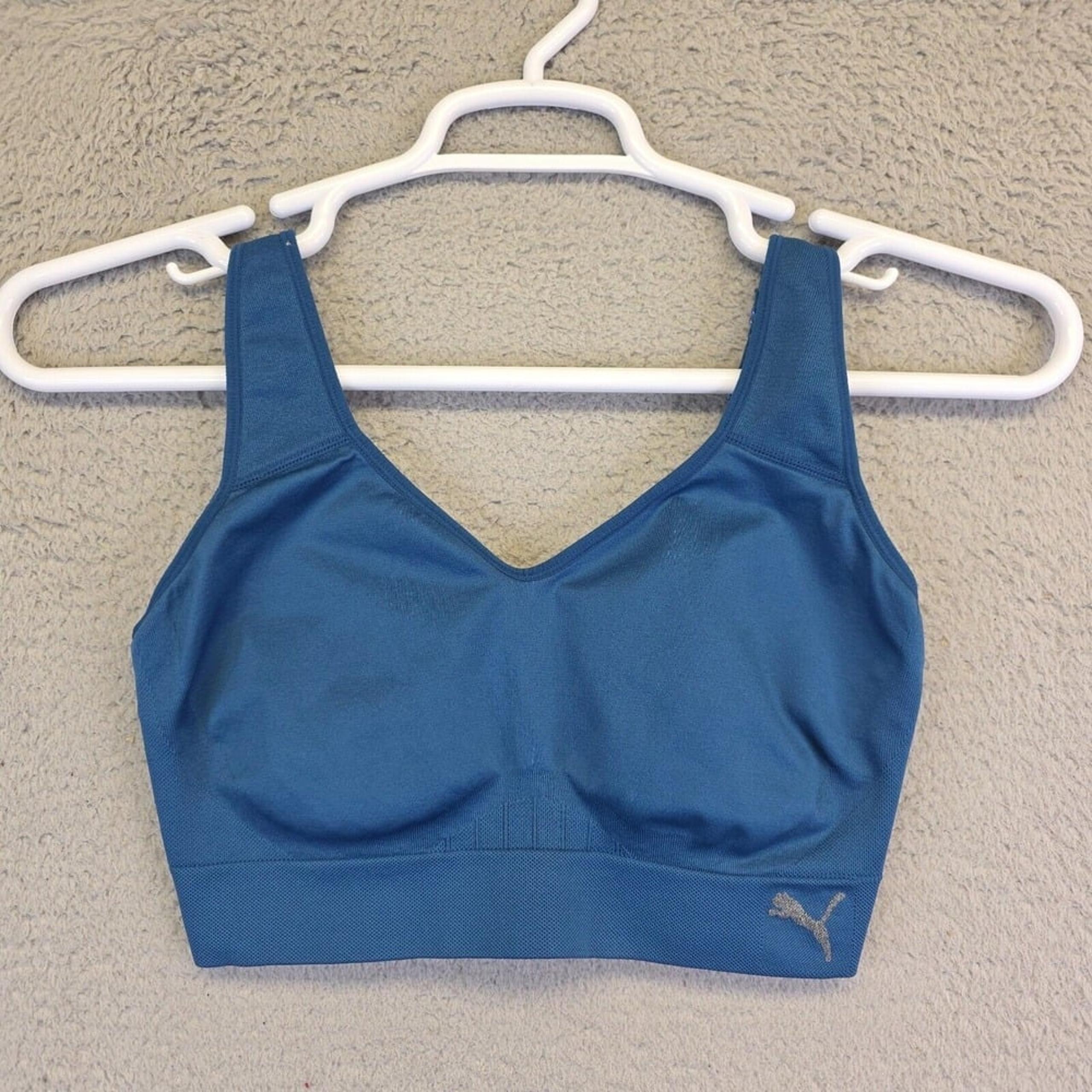 Puma Sports Bra Womens XL Blue Adjustable Wide Strap Performance Workout Sports