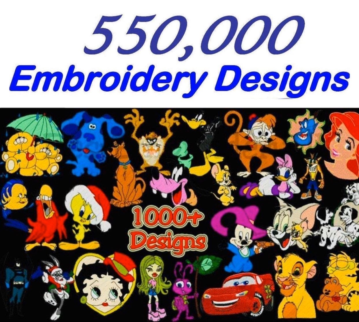 550k Embroidery PES or JEF designs on a