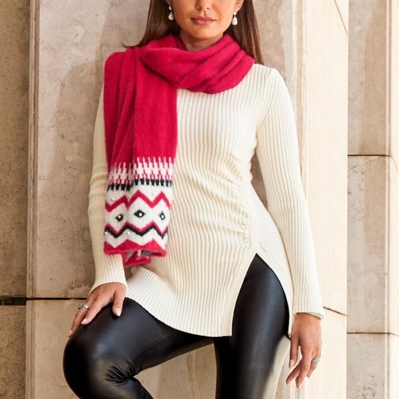 New Listing Boston ProperSide Slit Ruched Flare Sleeve Top new Off-white XL