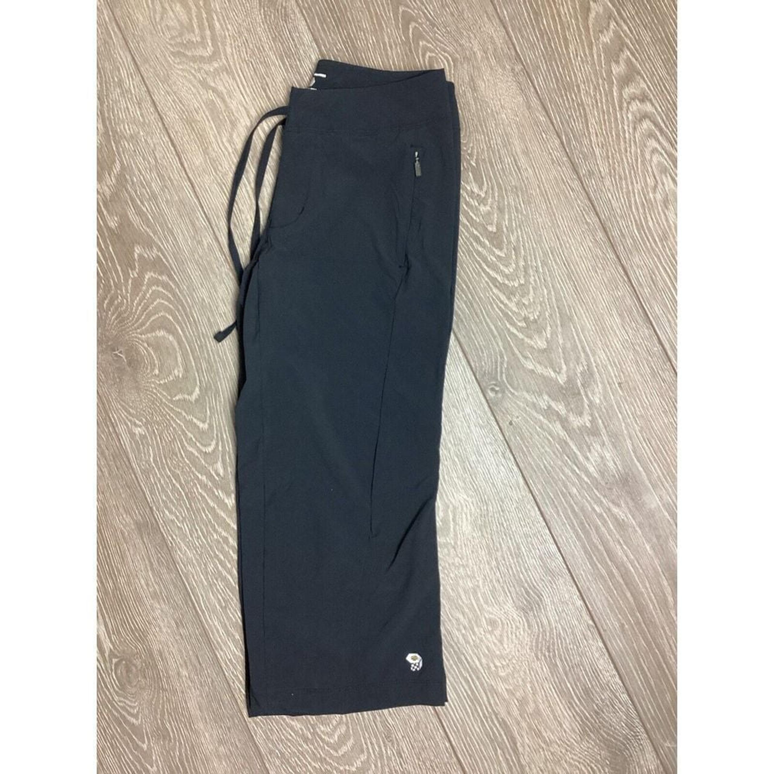 Mountain Hardware Hiking Pants Cropped Leg Zip Pockets Black Womens 4 Drawstring