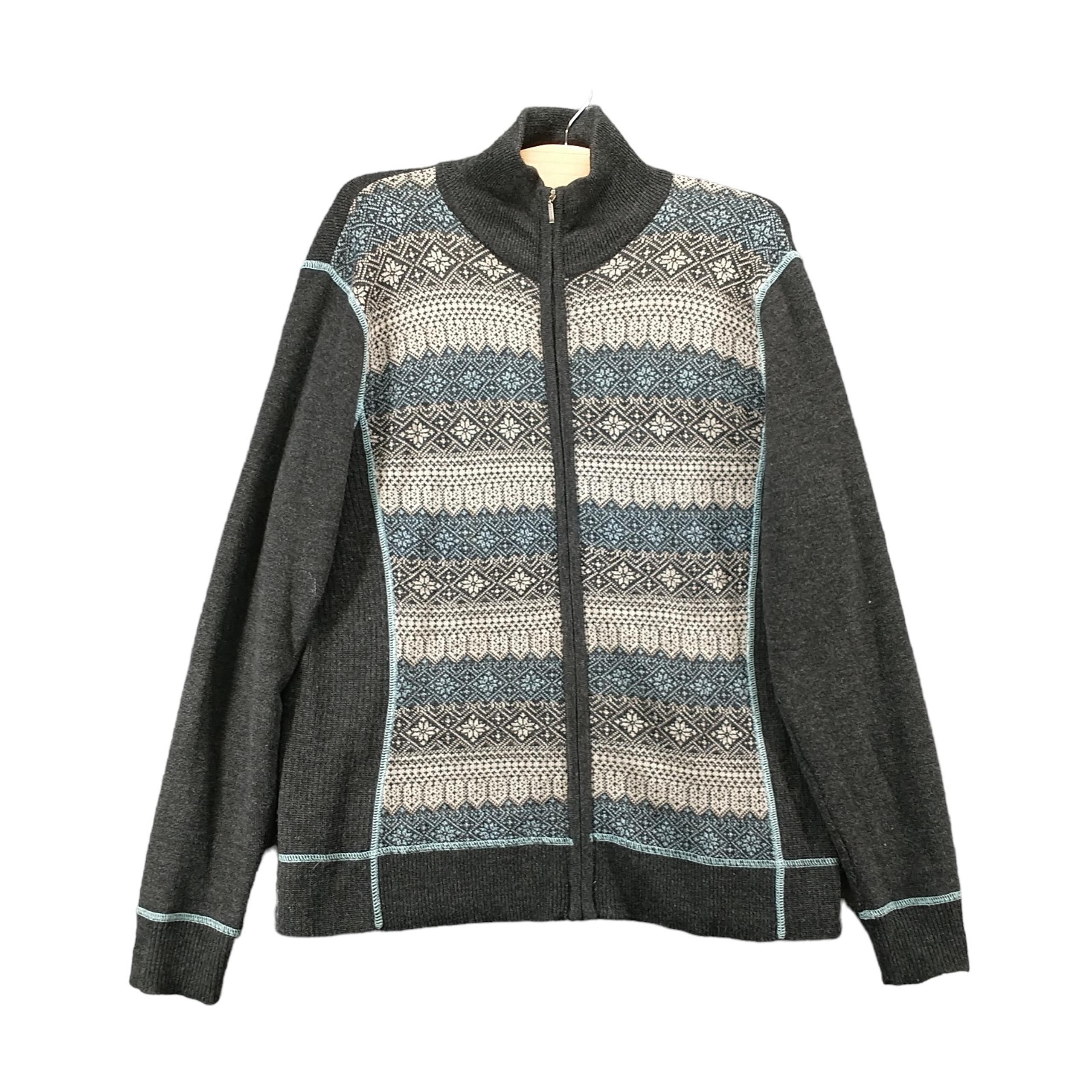 Eddie Bauer Women's Full Zip Cardigan Knit Multi XL Nordic Fair Isle Wool Blend