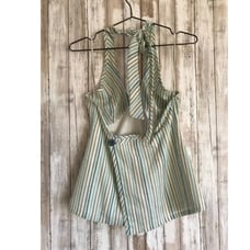 Trovata Green White Halter Wrap Top M