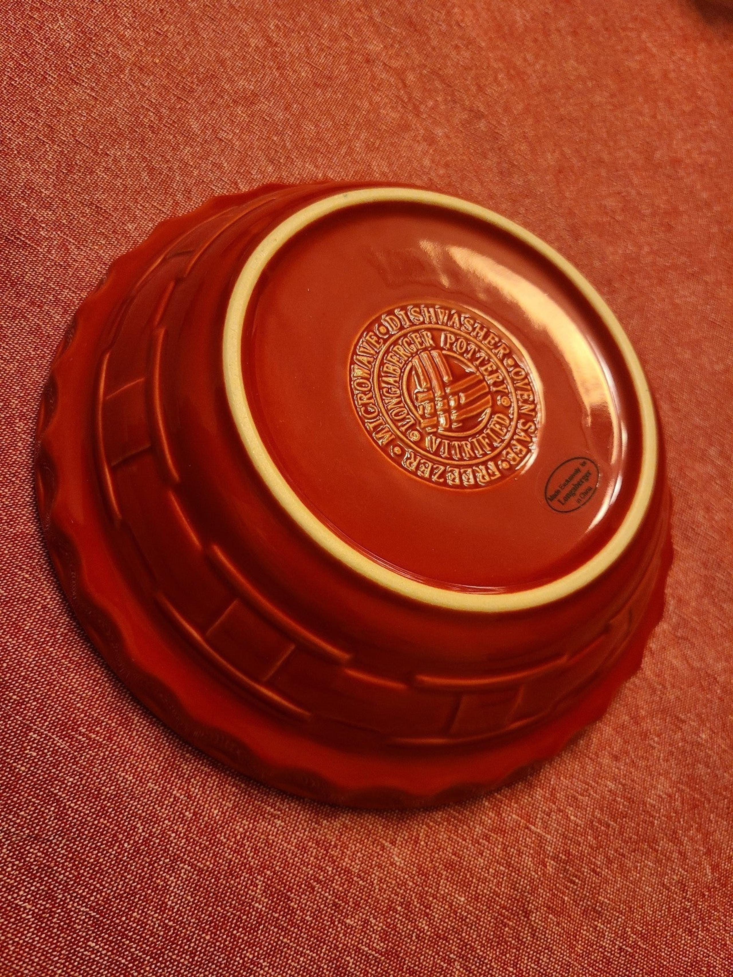 Longaberger Red Ssrving Bowl with Basket Weave Pattern