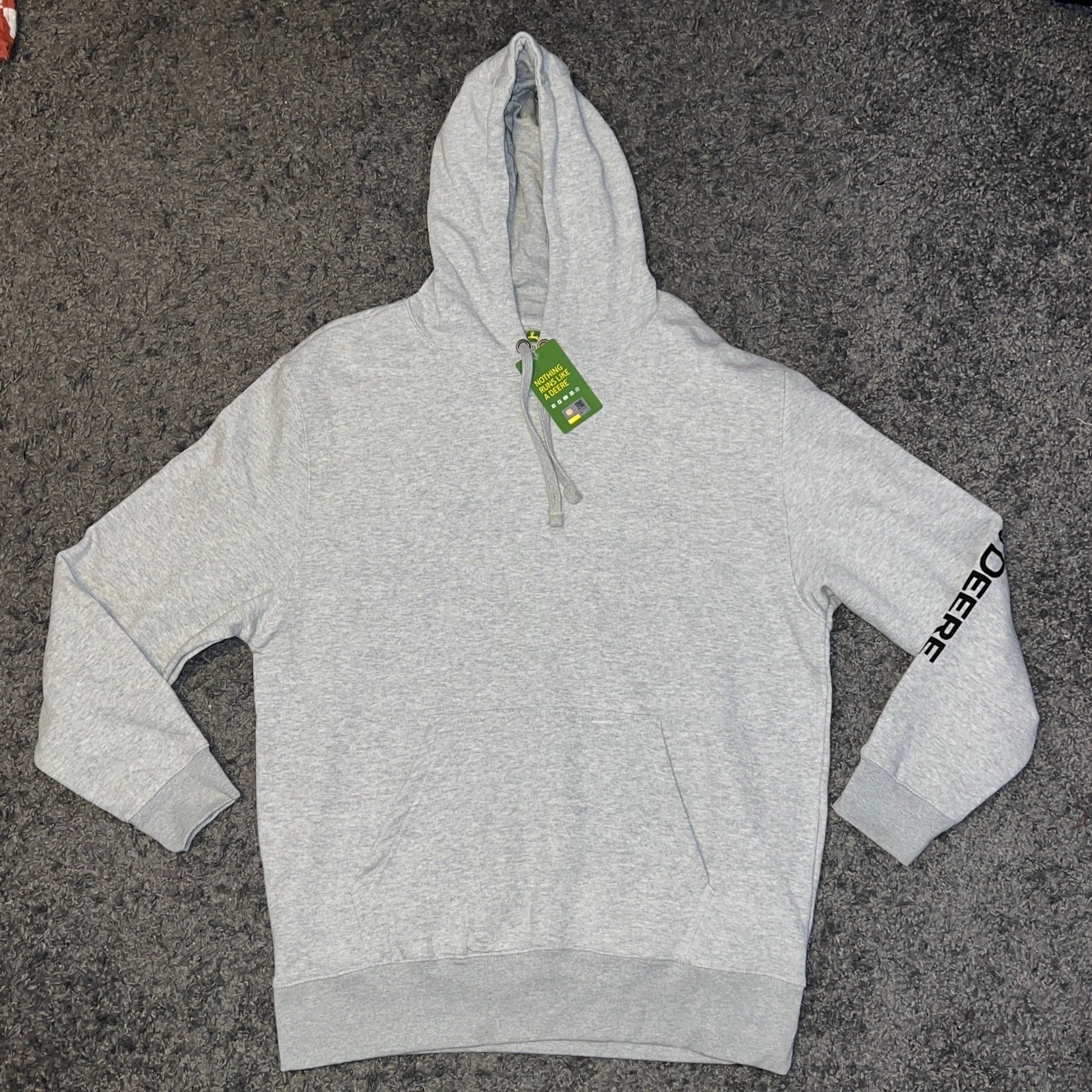 John Deere Grey Men's Oxford TM Pullover Hoodie Jacket Size XL New Tractor Plows