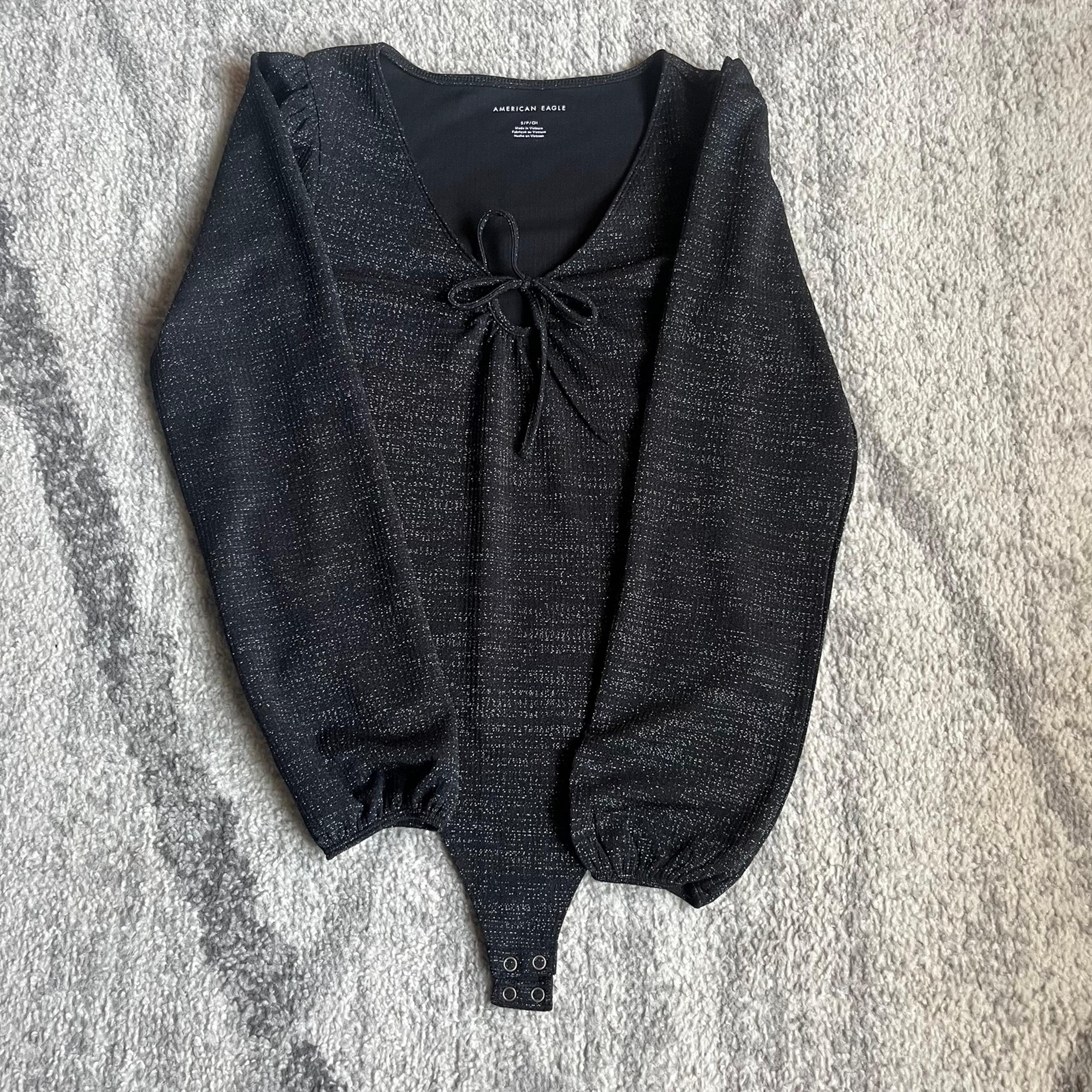 American Eagle Bodysuit Black Sparkle Womens Size S