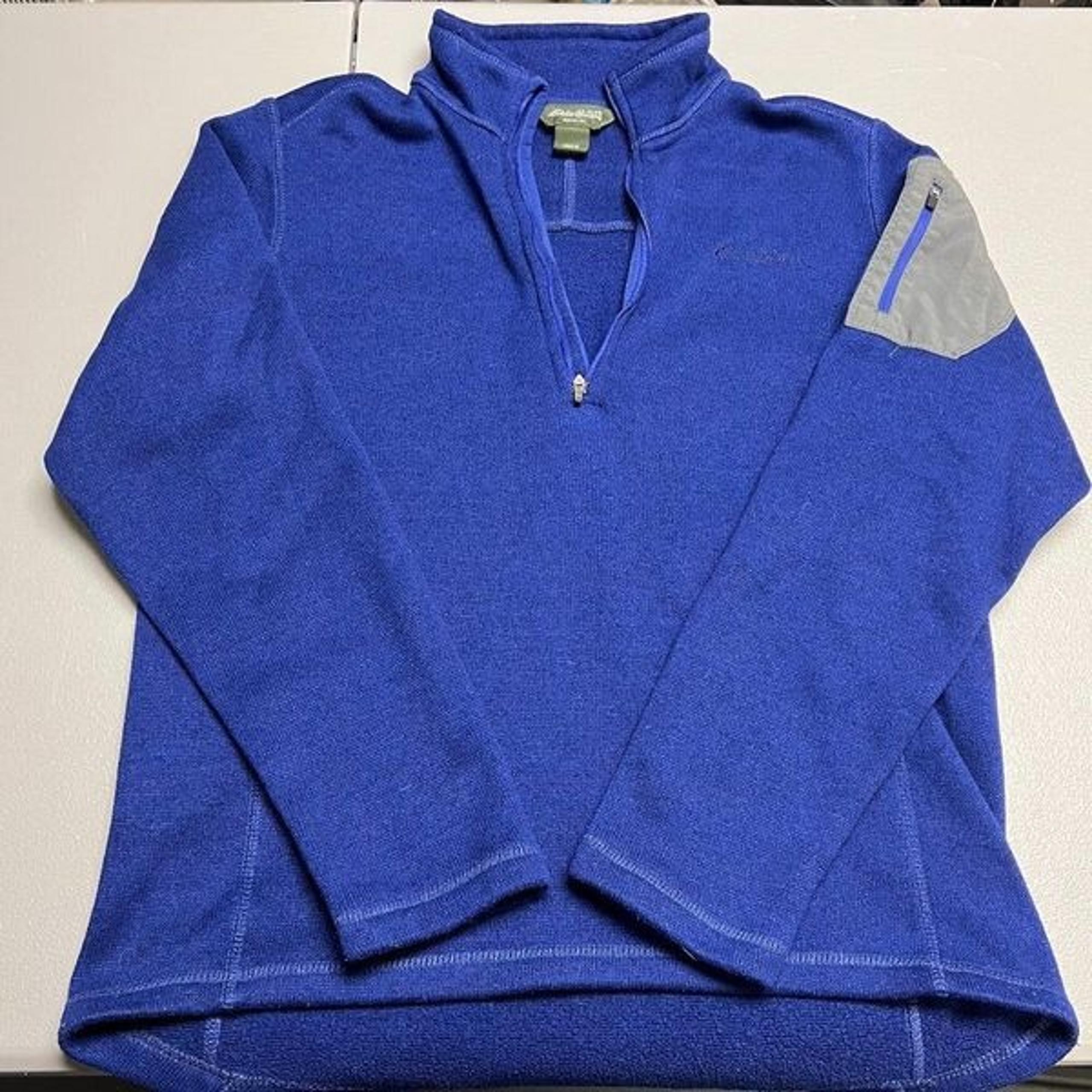Eddie Bauer fleece 1/4 zip pull over long sleeve sweatshirt Mens Large Blue