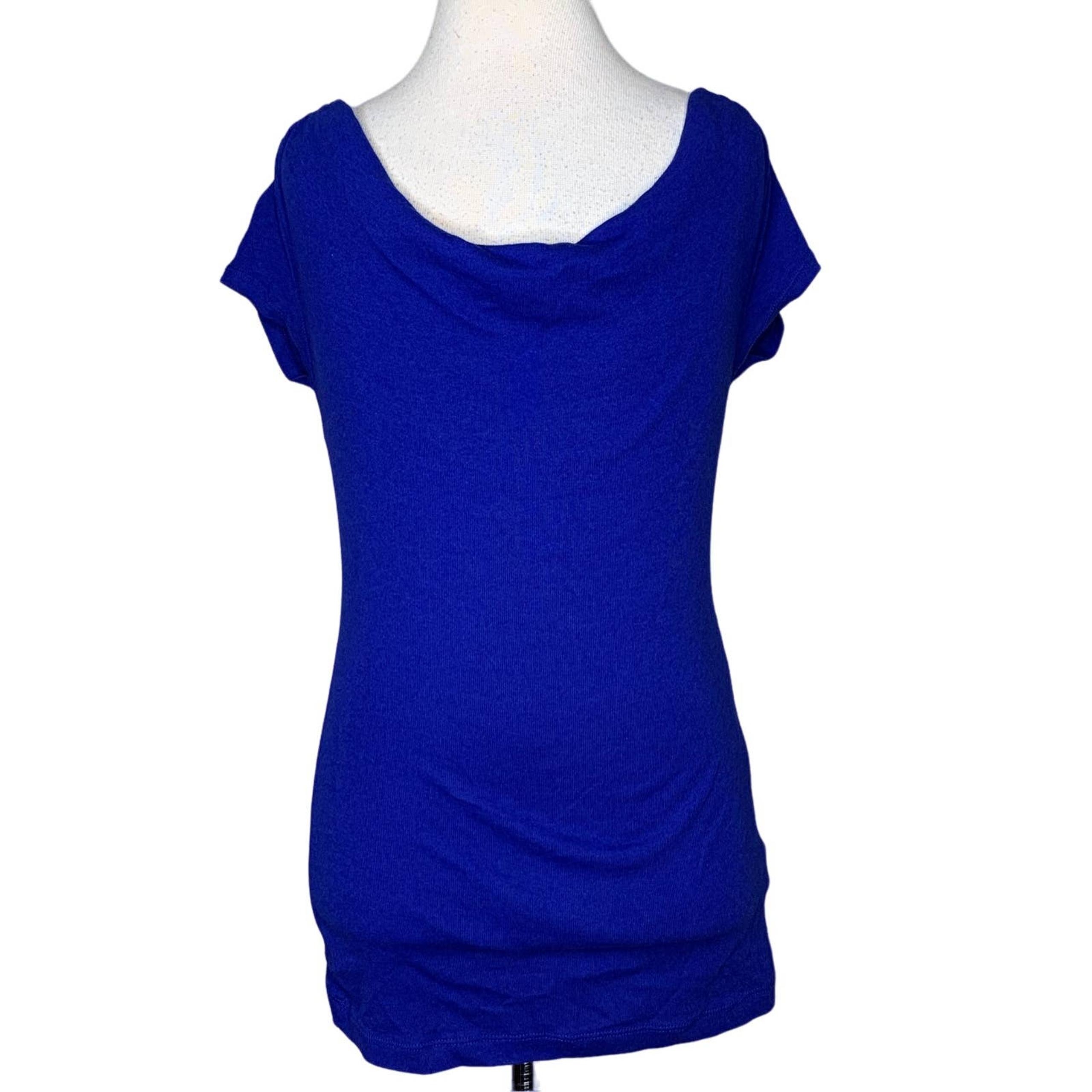 EXPRESS Sexy Basic Blue Scoop Neck Short Sleeve Top
