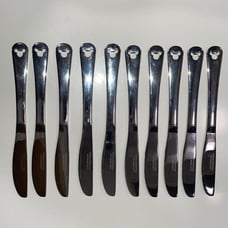 Disney Icon Flatware Silverware Pierced Mickey Mouse Stainless Steel 10 Knives