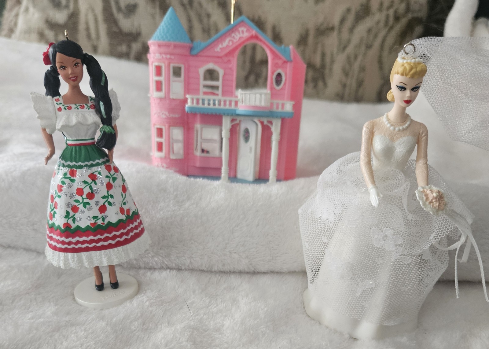 90s Barbie dreamhouse and dolls Christmas Ornament Bundle