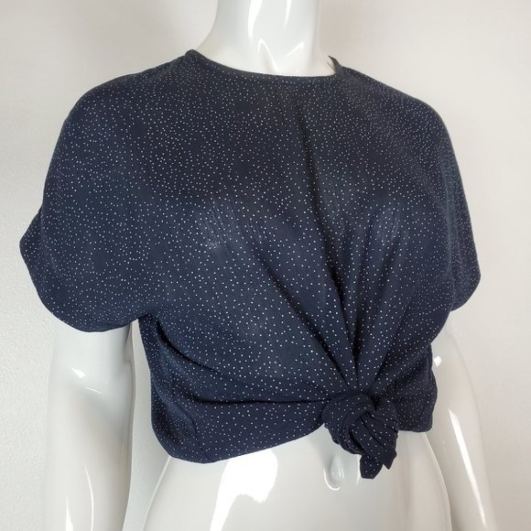 Vintage 80's Carole Little Navy Dot Blouse