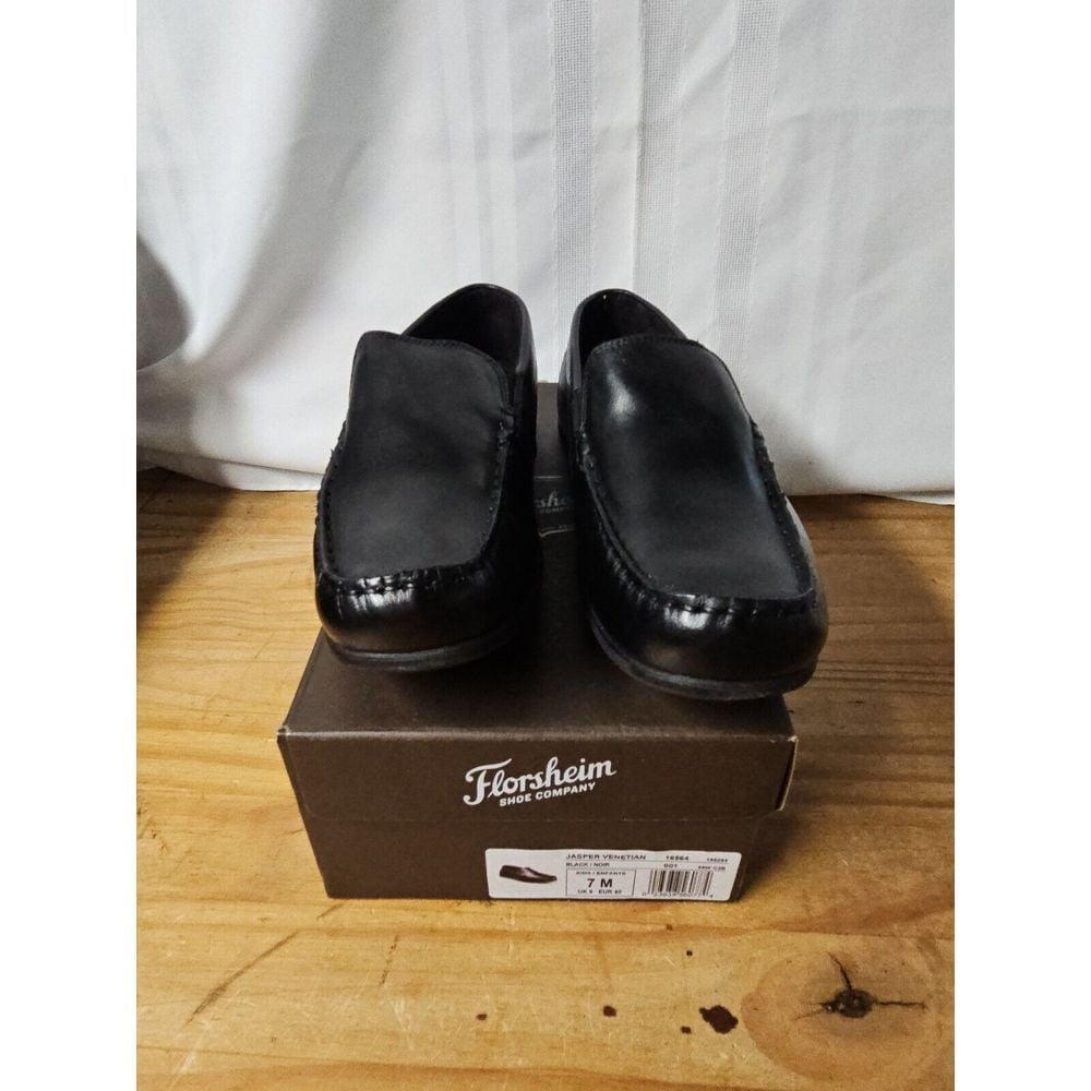 Florsheim Jasper Venetian Jr Youth Slip On 7 M US Big Kid Black leather