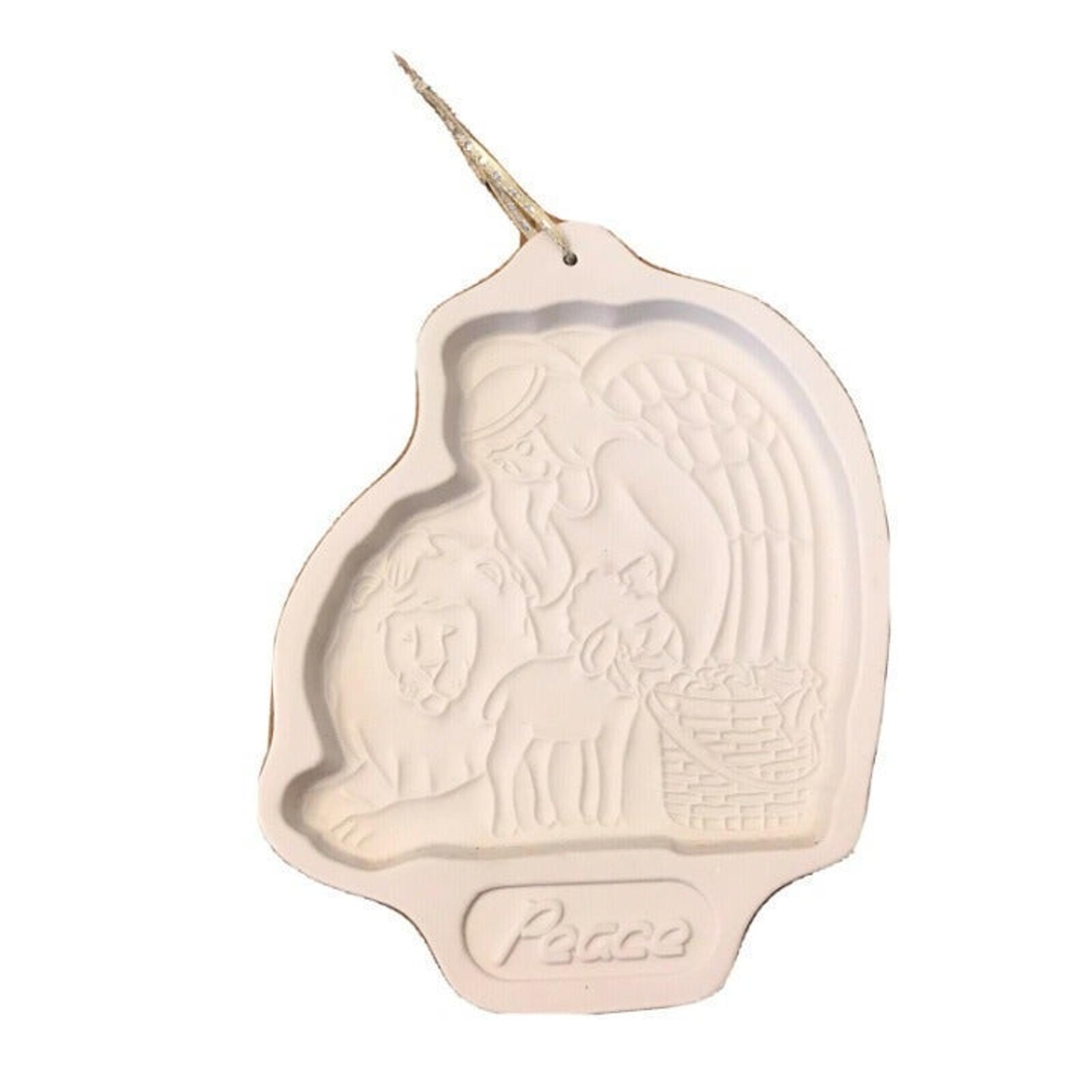 Longaberger Pottery Cookie Mold Angel Lion Lamb Peace Christmas Joy Hanging