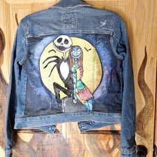 Hand Painted Nightmare Before Christmas denim size small jacket