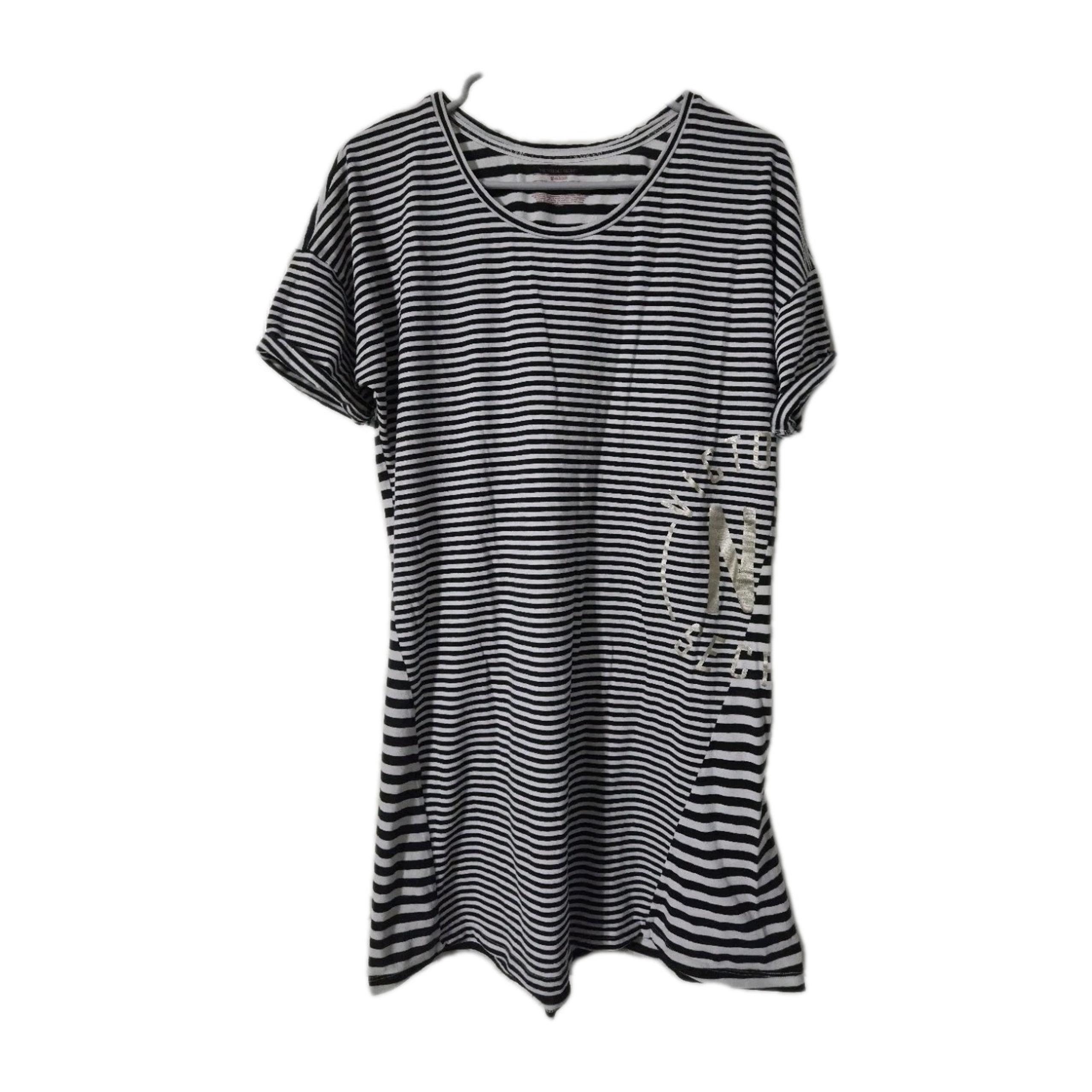 Victoria's Secret Sleep Dress Nightgown Pajamas Black & White Striped, Medium