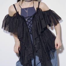 Off-shoulder Frill Tulle Camisole