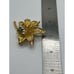 Vintage BSK Signed Brushed Gold Tone Textured Faux Pearl Leaf Brooch Pin