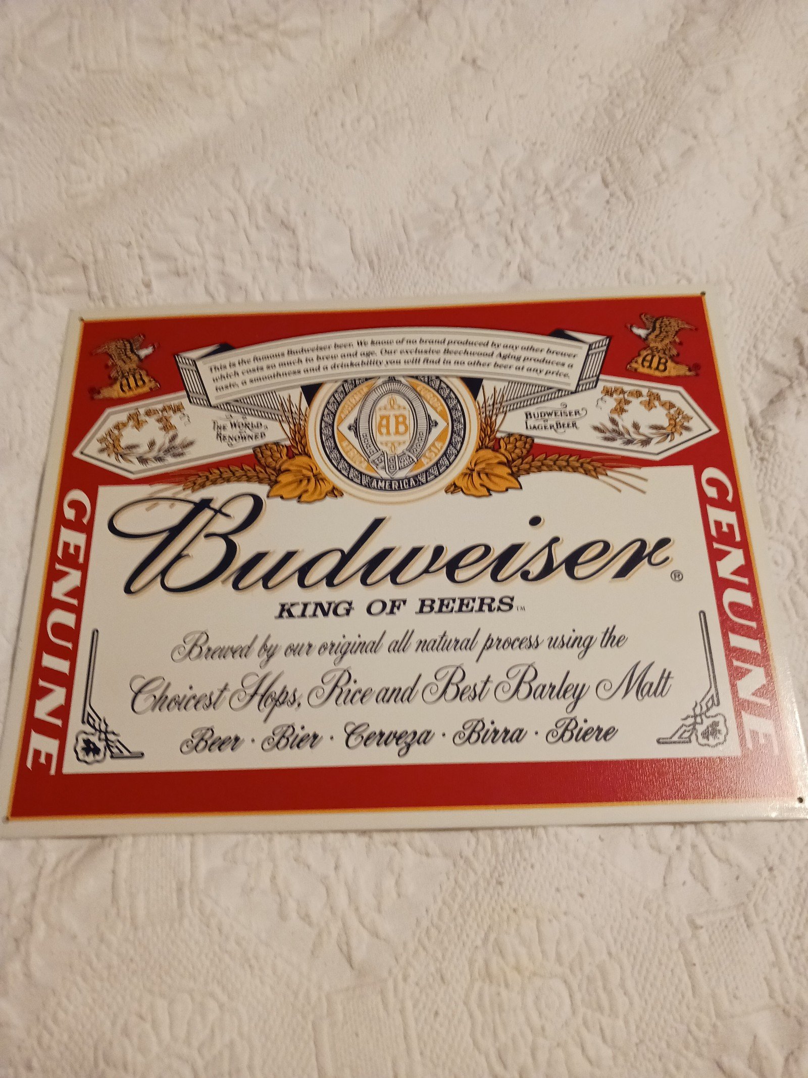 Metal Budweiser sign