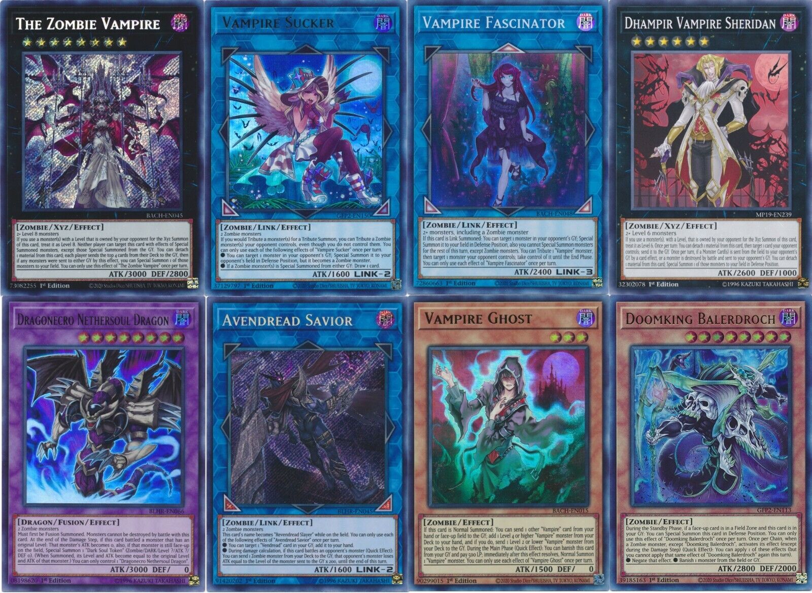 Yugioh Vampire Zombie 2022 Deck -Ghost Familiar Dragonecro Nethersoul Voivode