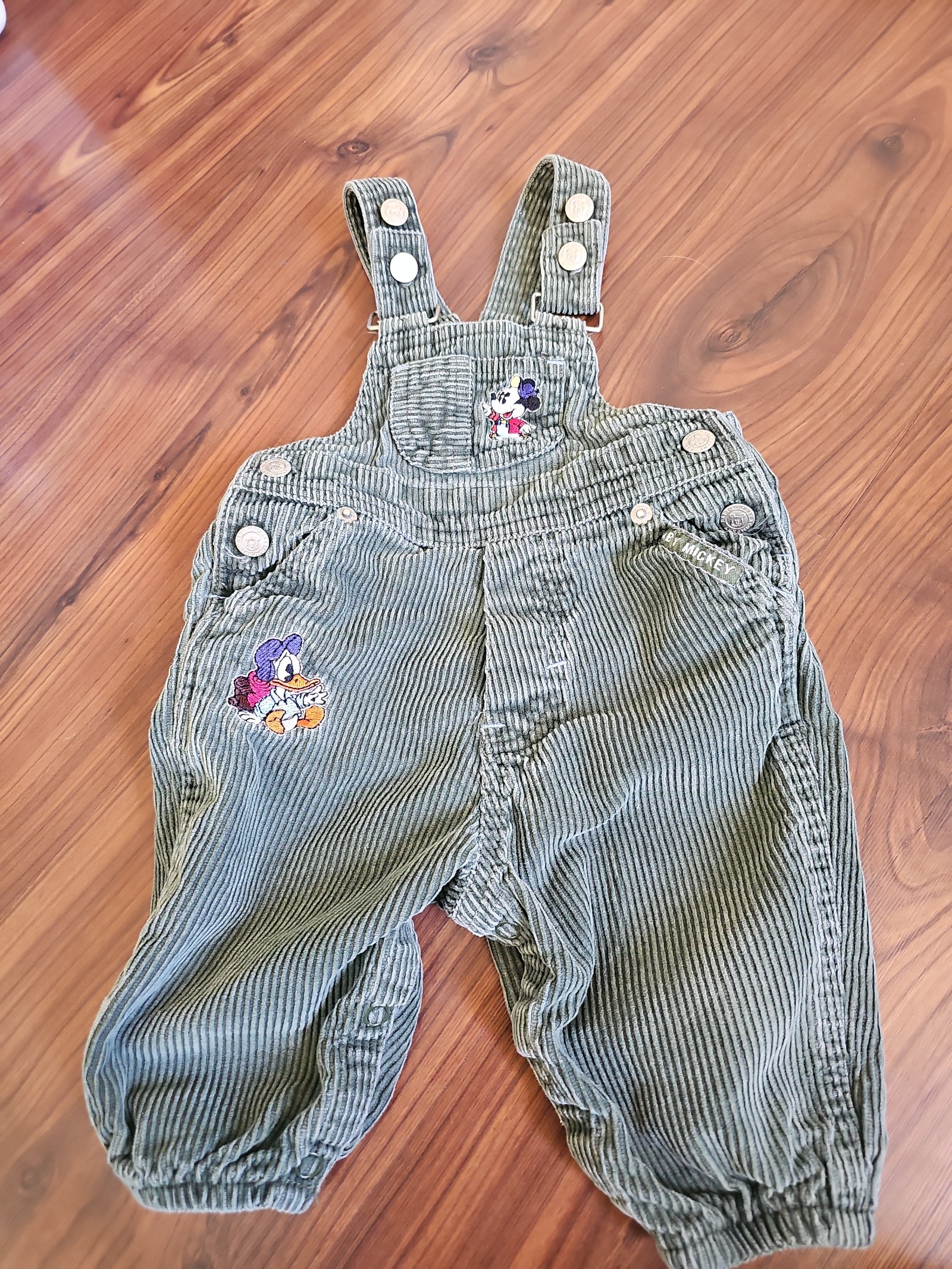 Baby Mickey Co Vintage Olive Overalls Size 6-9 Months