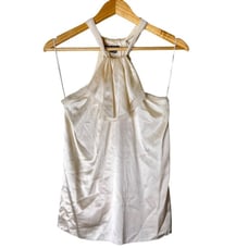 Vince Silk Blend Ruffle Halter Blouse Top