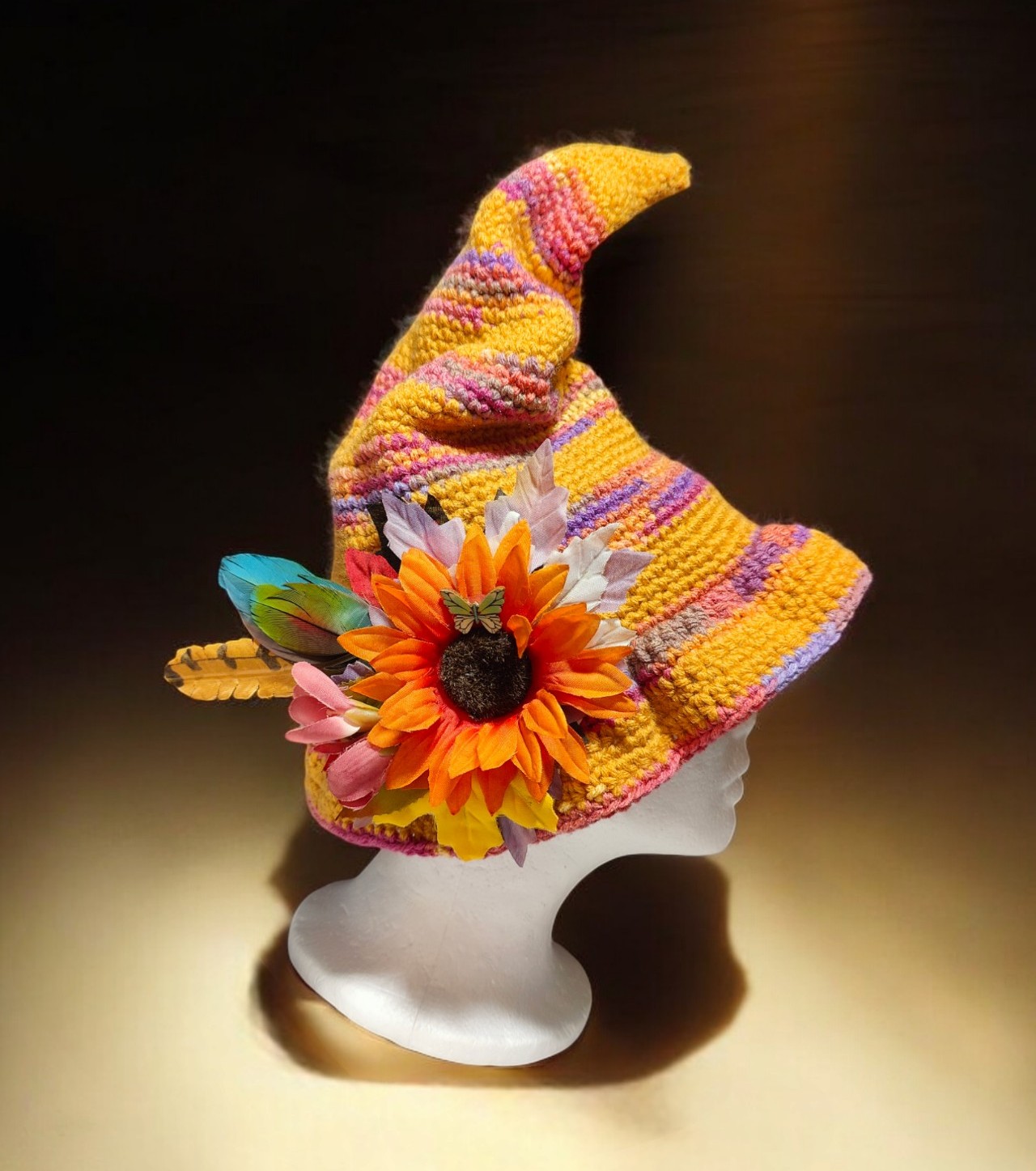Handmade Crochet Fairy Gnome Elven Witch Hat