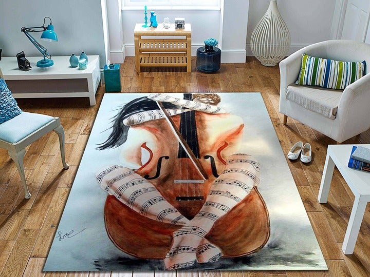Inch 30x18 3d Violin Rug Violin Woman Rug Music Rug Music Room Rug Violin Rug Po