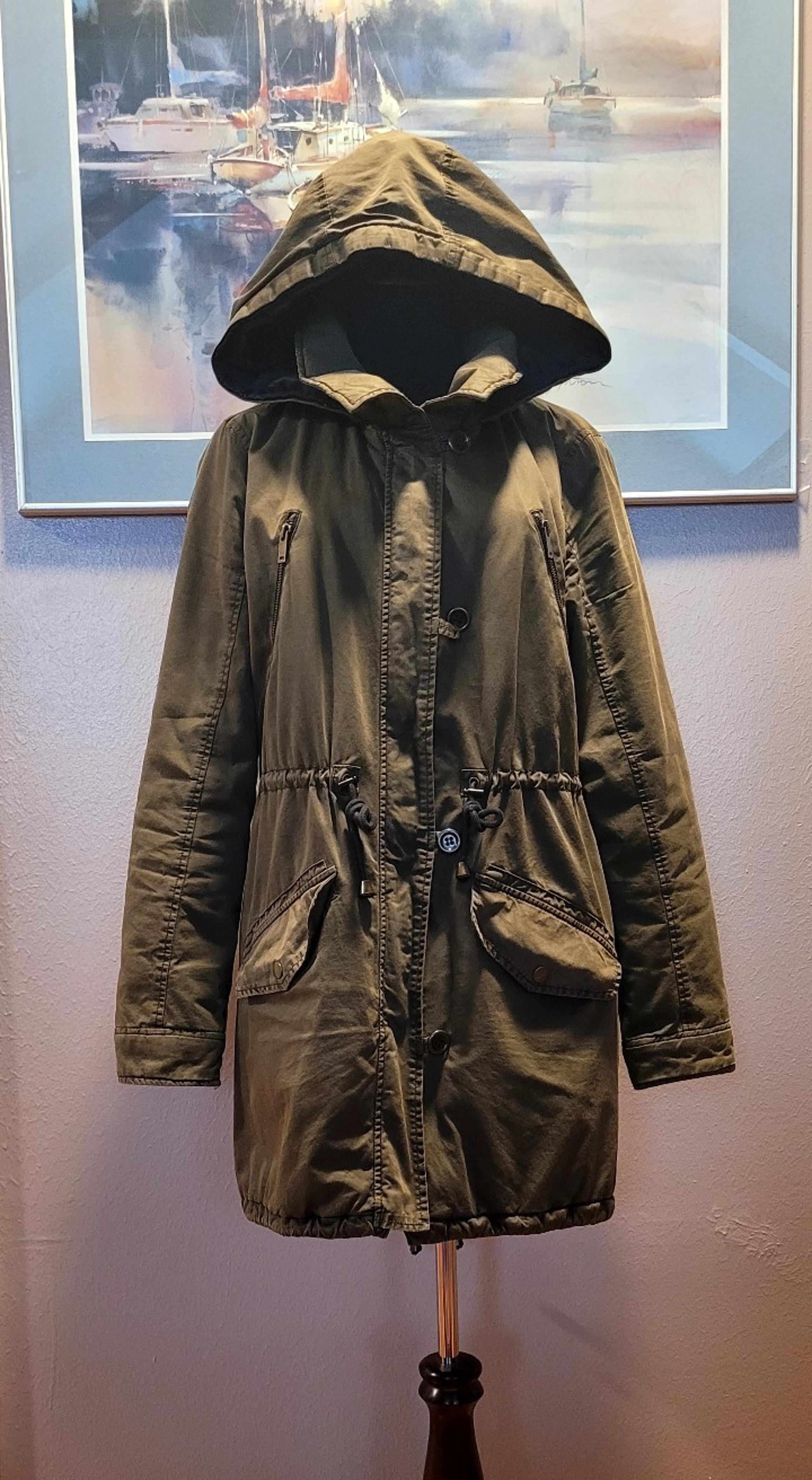 Anthropologie Hei Hei Winter Jacket - Military Green/ Button&Zip Front / Hood /