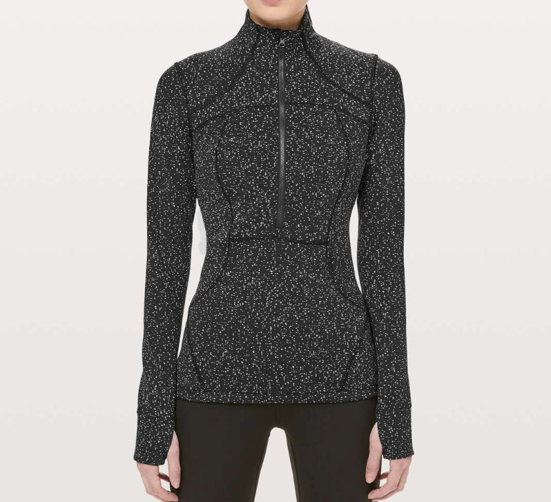 Lululemon Define Pullover 1/2 Zip Size 10 Magnetized Jacquard Black White