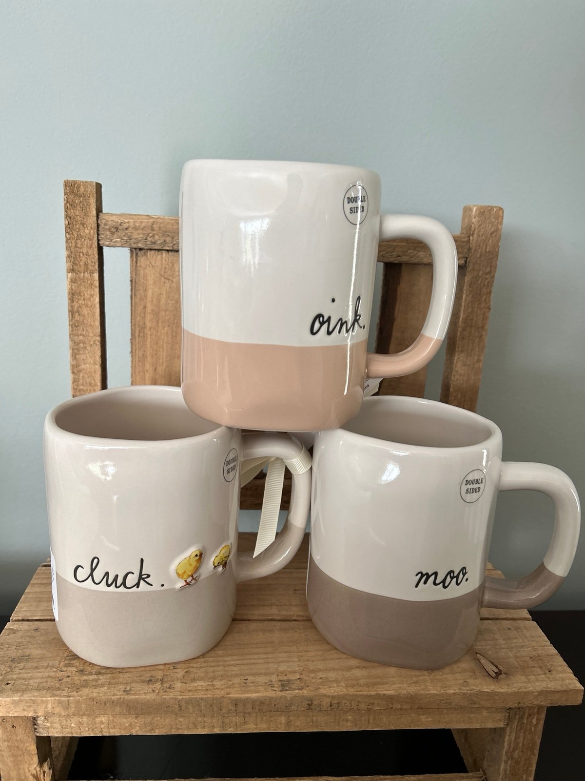 Rae Dunn Oink Cluck & Moo DS Mug Bundle
