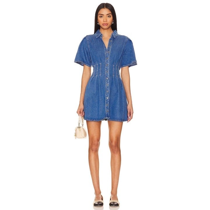 HEARTLOOM Karia Dress in Denim XSmall New Womens Denim Jean Mini