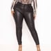 Second skin, fake leather pants-black