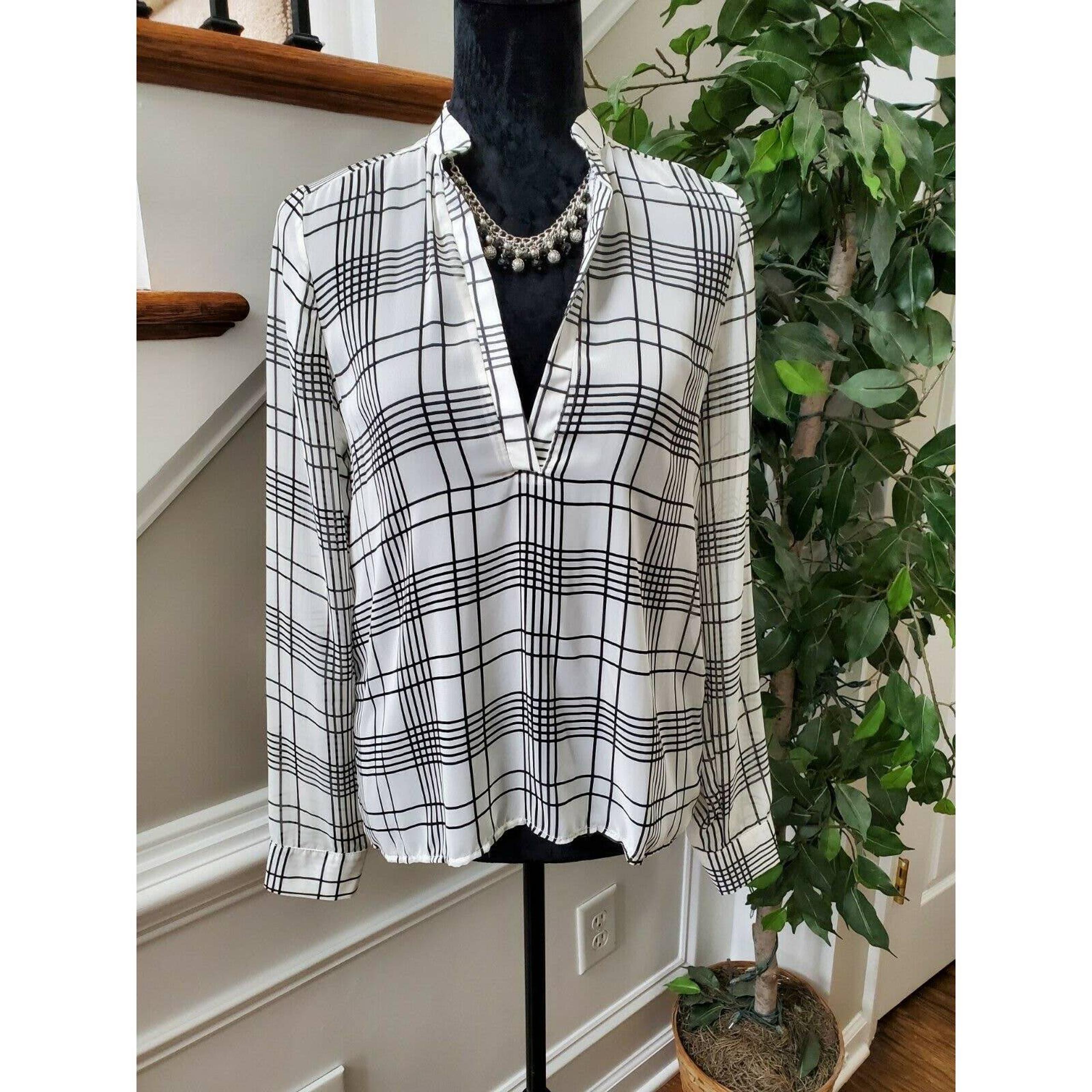 Honey Punch Women's Black & White 100%Polyester Blend Long Sleeve Top Size Small