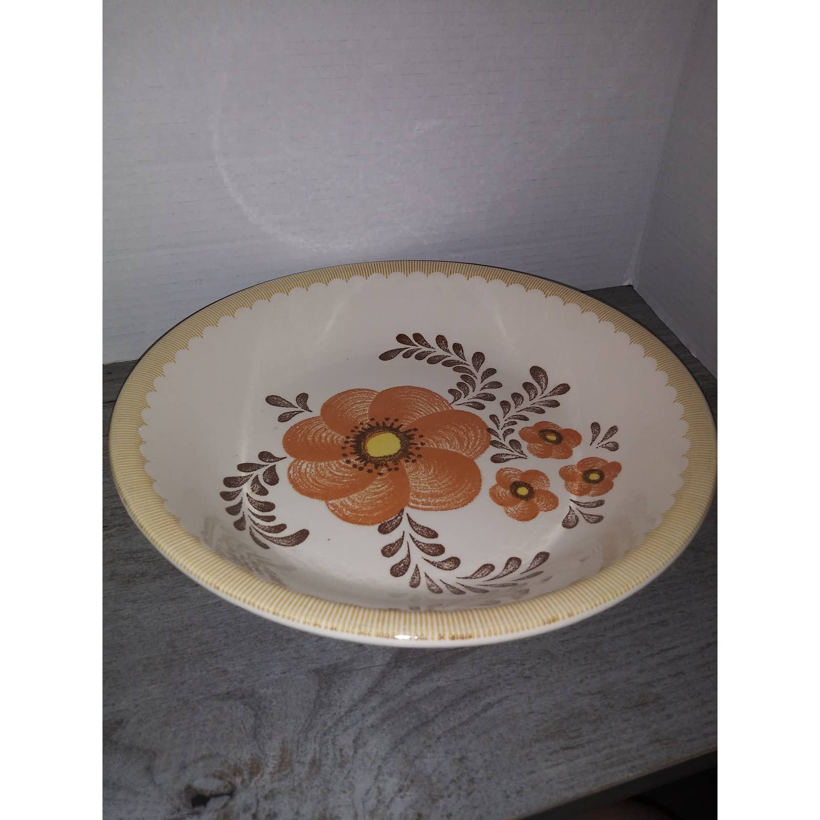 Large 12 Stoneware Salad Pasta Serving Bowl Royal China Jeannette Blue Floral
