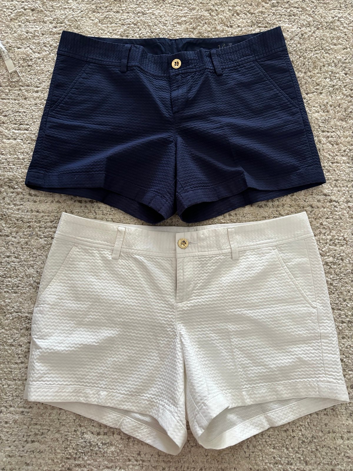 Lilly Pulitzer | Set of 2 Callahan shorts navy blue and white textured size 14