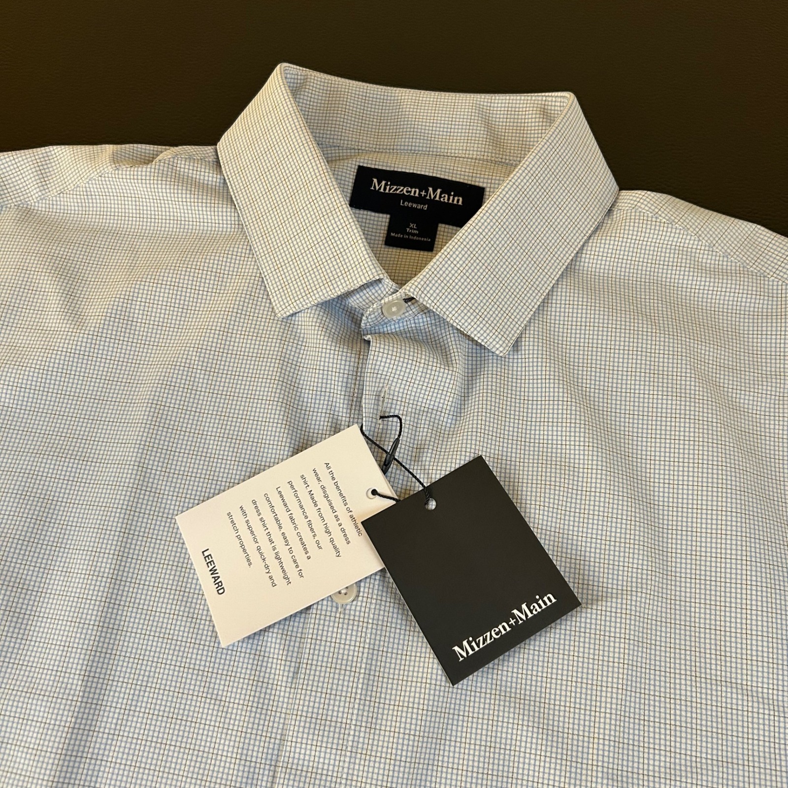 Mizzen+Main Leeward Dress Shirt Button Up Long Sleeve Blue White Men Extra Large