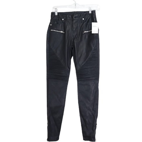 NWT Blank NYC Women's Size 25 Vegan Leather Moto Skinny Multi Zippers Pant Black