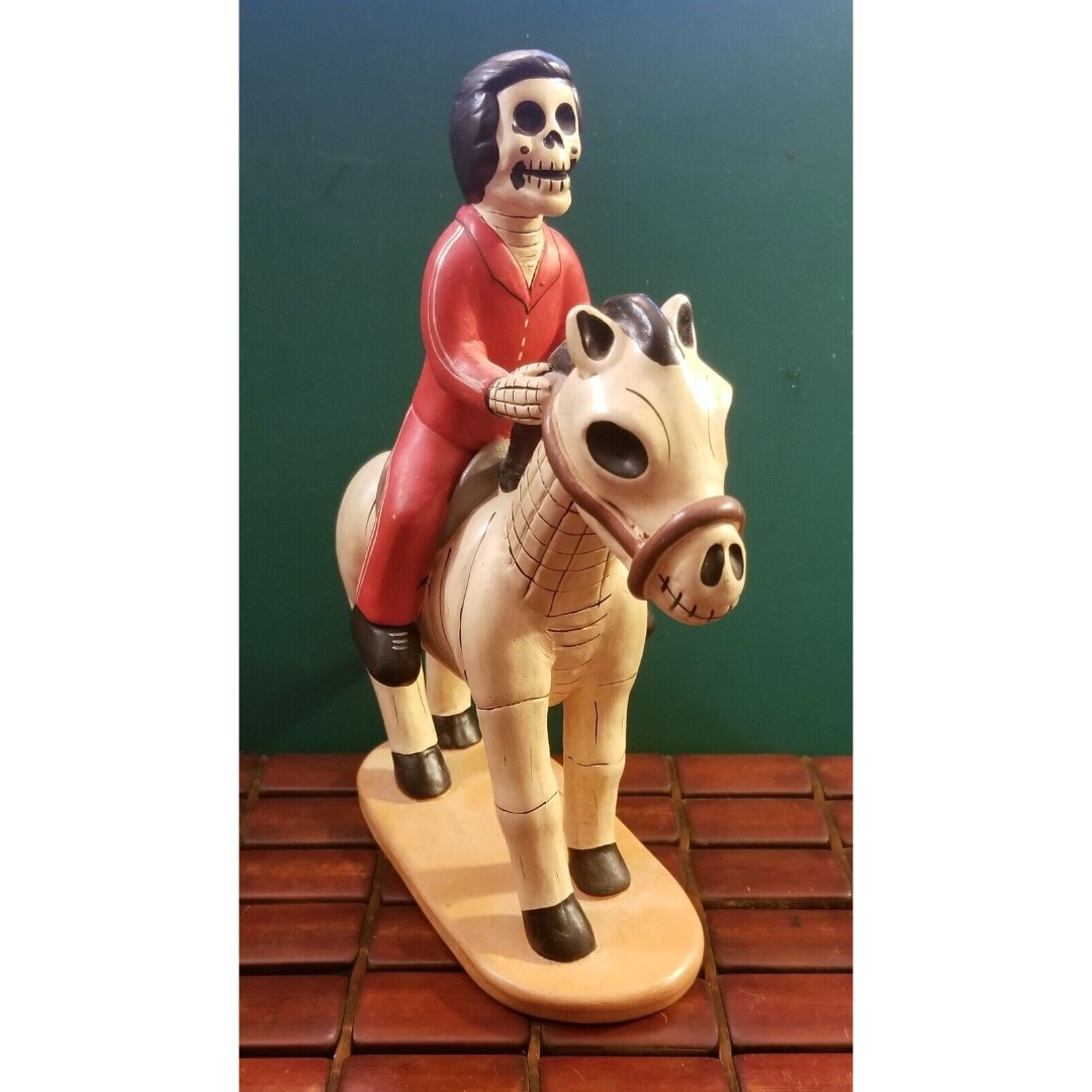 Day Of The Dead Skeleton Riding Skeletal Horse Peruvian Pottery Elidas Imports