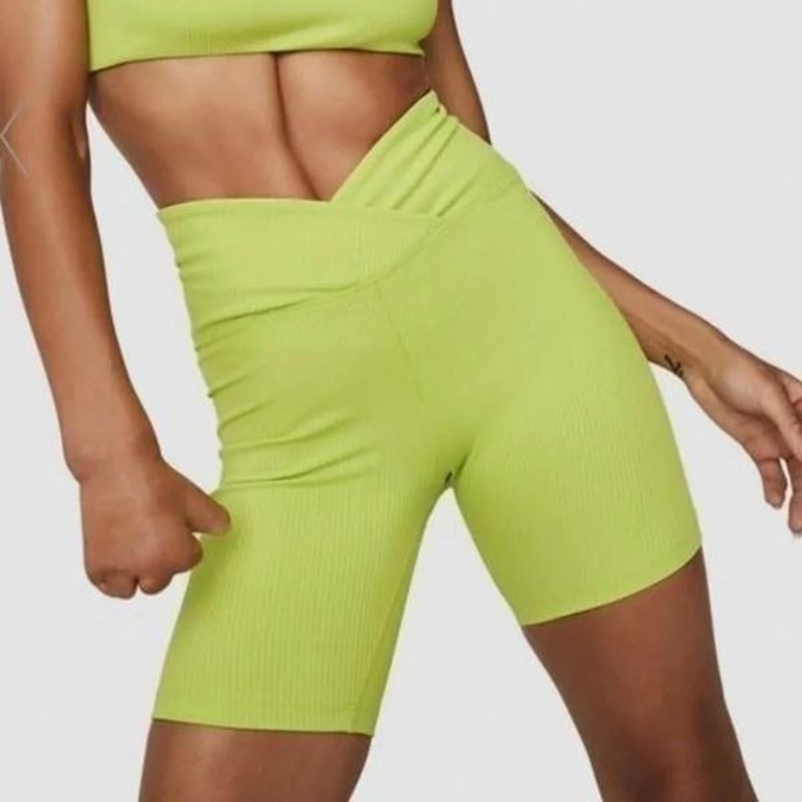 Year Of Ours Ribbed V Waist Biker Short In Cyber Lime Women’s Size XS
