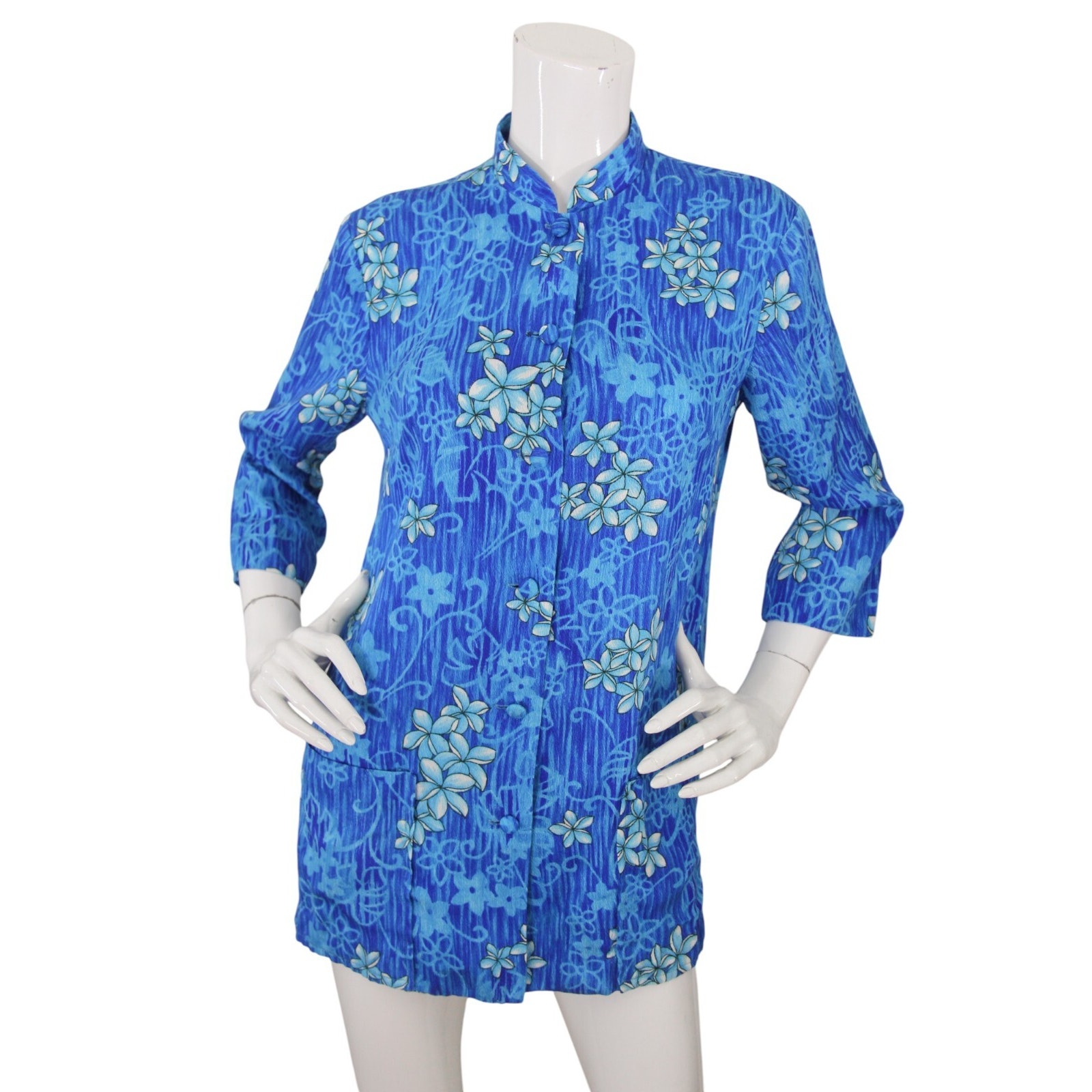 Paradise Hawaii Vintage 60s Shirt Barkcloth Hawaiian Floral Aloha Honolulu Small