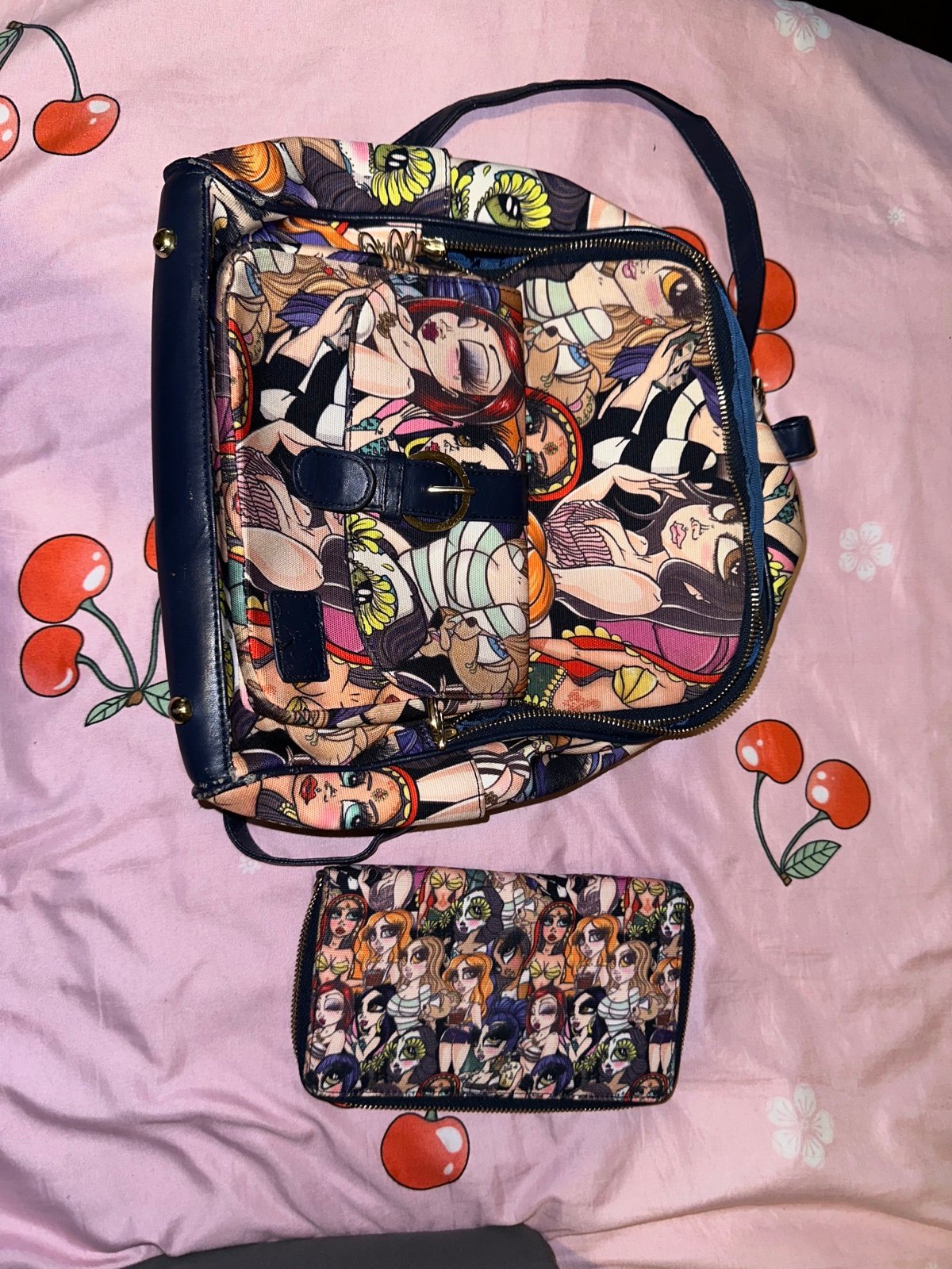 SandOner multicolor dolls backpack and wallet set