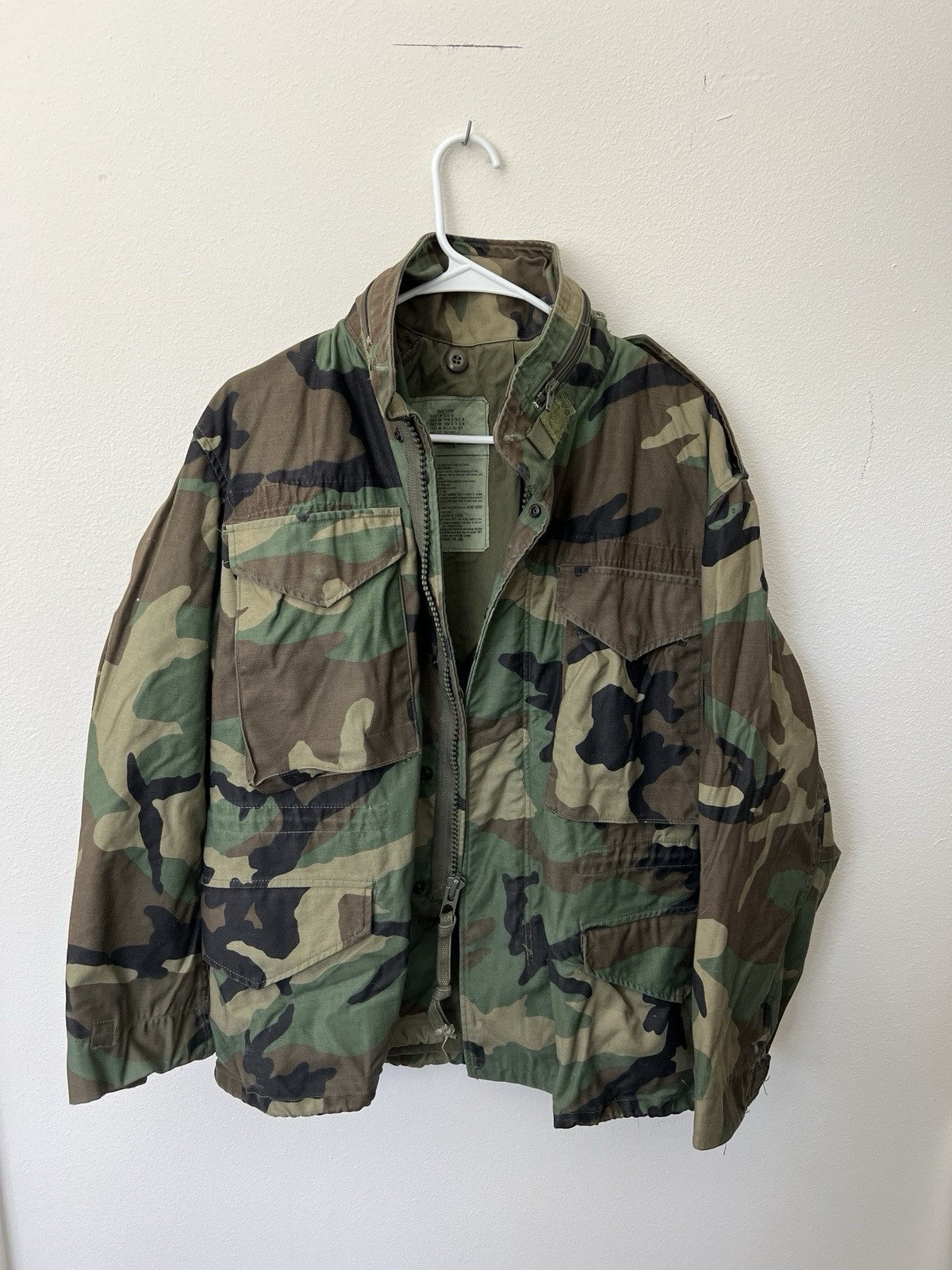 US Military Jacket M65 Cold Weather Woodland Camo Field Coat With Liner - Size S