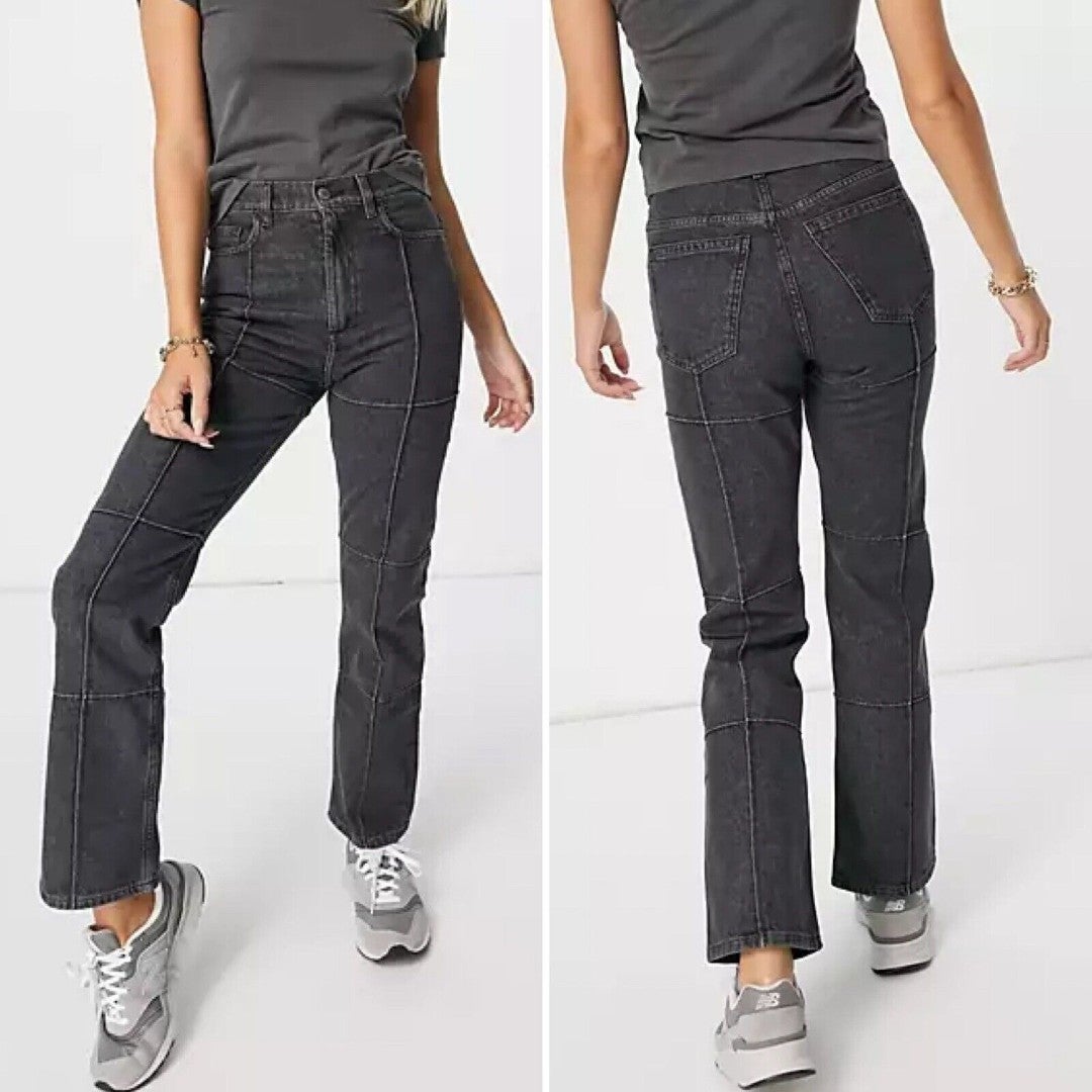Women’s Jeans & Other Stories Crawford Cotton Straight Leg Black Sz 6 Patchwork