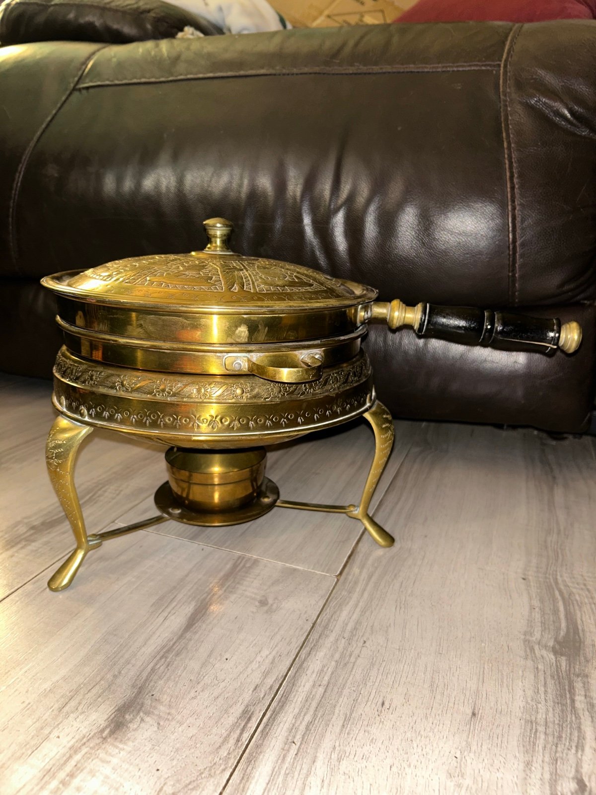 Vintage 1950s Brass Nader Beautiful Vintage Middle Eastern Antique Brass Chaffi