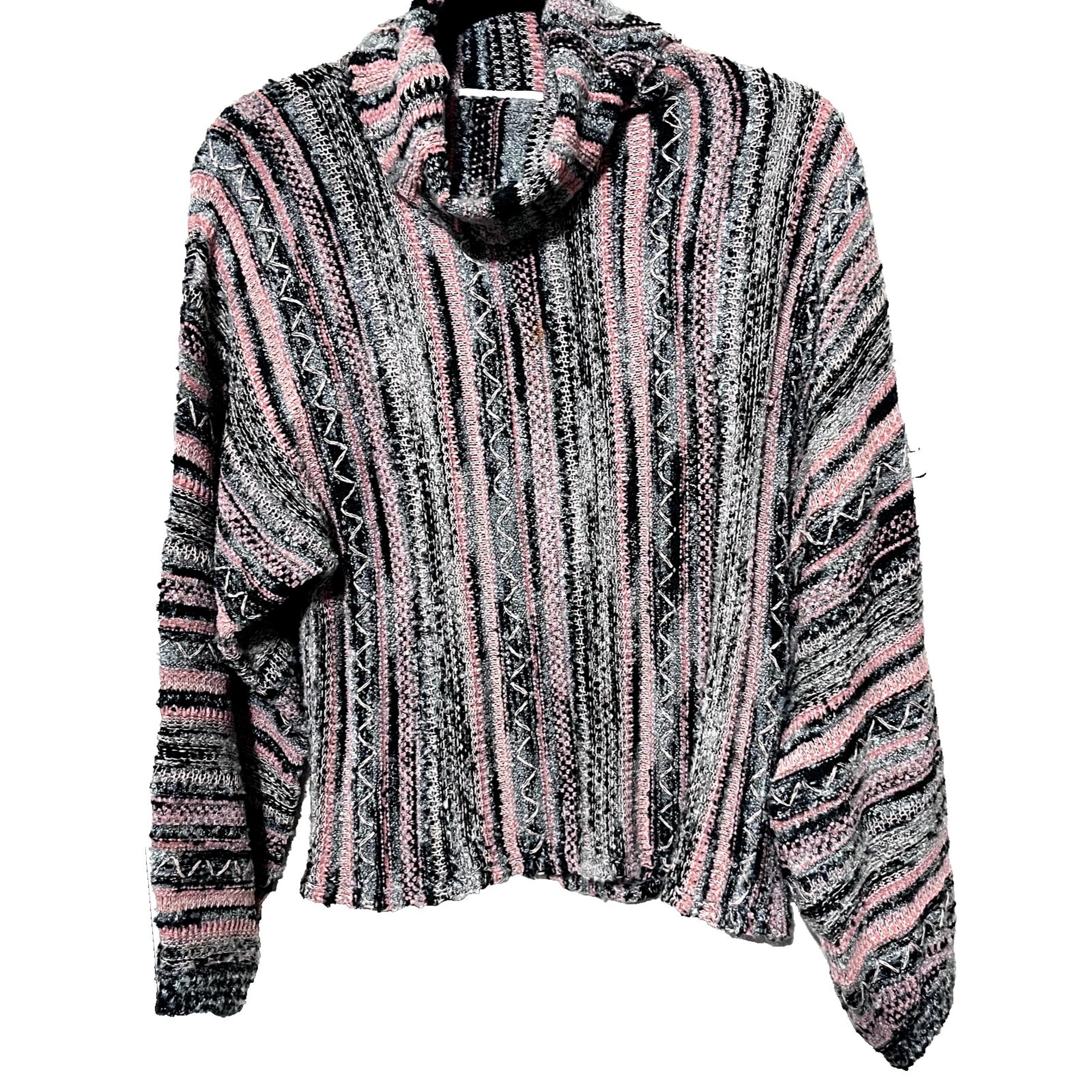Knox Rose Womens Sweater Textured 3D Knit Cowl neck multi color sz S