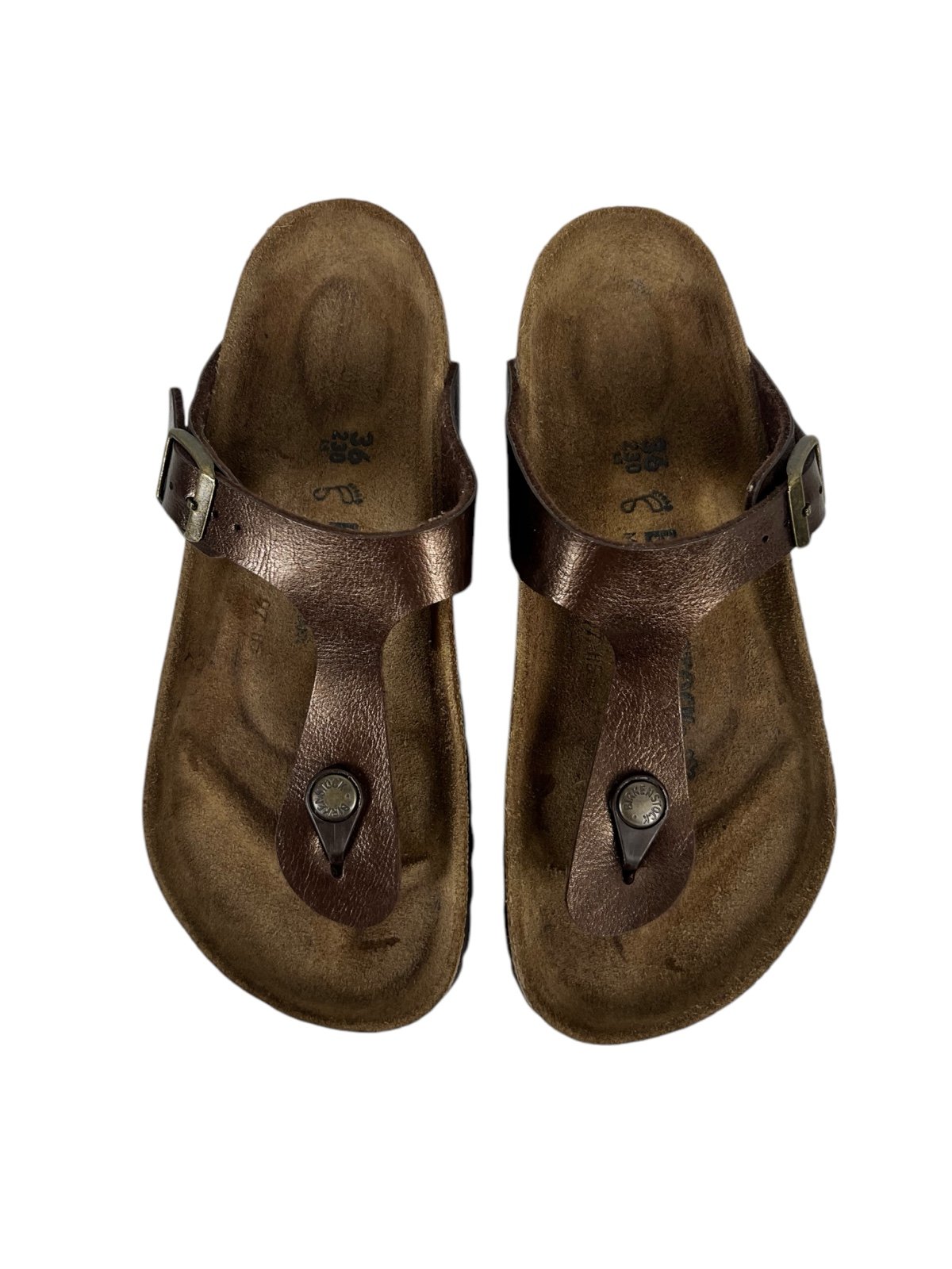 BIRKENSTOCK Womens Gizeh Brown Size 5 EU 36 Leather Sandals Casual Beach Germany